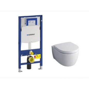 Комплект подвесного унитаза GEBERIT ICON RIMFREE 204060000 с крышкой сиденьем 574130000 и инсталляцией 111.300.00.5