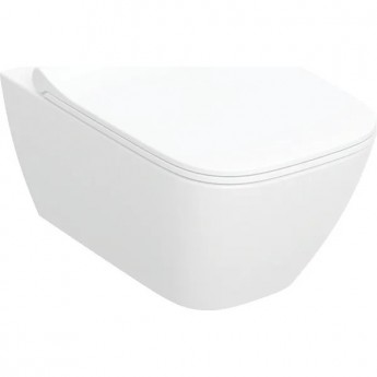 Унитаз подвесной GEBERIT SMYLE SQUARE 500.685.01.2 безободковый Rimfree® в комплекте с сиденьем (сэндвич) с плавным закрыванием SoftClose и быстросъемный кре